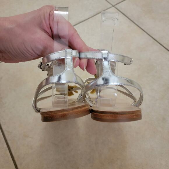 Miu Miu Crystal Parrot Metallic Sandals Silver Gold Embellished Flats 39.5 9.5 - Picture 8 of 12